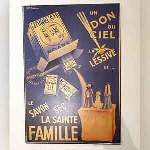 Vintage Art Deco Soap Advertisement Poster on Plak Jewel Tone Wall Decor